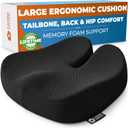 5 STARS UNITED Seat Cushion - Memory Foam Chair Cushion for Tailbone Pain Relief - Ergonomic Support for Coccyx, Sciatica & Butt - Office, Desk & Gaming Chair, Car Seat, Wheelchair, Black