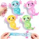 4PCS Glitter Stress Relief Axolotl Toy Cute Malt Sugar Filled Sensory Fidget Toy for Kids Adults Soothing Birthday Party Favors Gift (4 Colors)