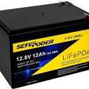 SEFEPODER 1 Pack 12V 15Ah LiFePO4 Deep Cycle Battery, 2000+ Cycles Rechargeable Battery for Scooter, Lighting, Power Wheels, Fish Finder and More with Built-in 16A BMS