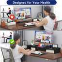 Dual Monitor Stand Riser with Phone Tablet Holder, 35.8in Large Monitor Stand for Desk, Computer Monitor Stand for 2 Monitors, Desk Shelf for Top of Desk, Desktop Organizer for Laptop, Printer, TV (35.7" Black)