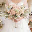 LESING Bridal Wedding Bouquets Artificial Rose Handmade Romantic for Bride Bridesmaid Holding Flowers, 11.8'' (Rose Bouquet-Pink)