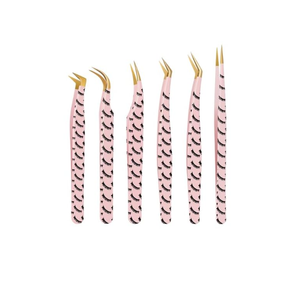 EKYSSO Eyelash Tweezers for Lash Extensions (Set of 6), Professional Eyelash Extension Tweezers Kit, Lash Tweezers for Mega Volume, Isolation & Classic False Lashes