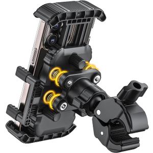 Bike Phone Holder for Handlebar, Motorcycle Phone Mount, Shock Absorbing Anti-Shake Phone Mount for Bike Scooter Motorcycle, Fits iPhone, Samsung, 4.7-7.2 Inch Smartphones