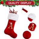 20 Inches Monogrammed Christmas Stockings with Letters,Super Soft Christmas Stockings Large Monogram Stockings Red Letter Stockings for Christmas Holiday Xmas Gift