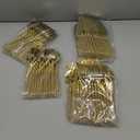 150PCS Gold Plastic Silverware, Heavy Duty Utensils, Disposable Plastic Cutlery Silverware Include 50 Forks, 50 Knives, 50 Spoons for Party and Wedding, Shiny Bead