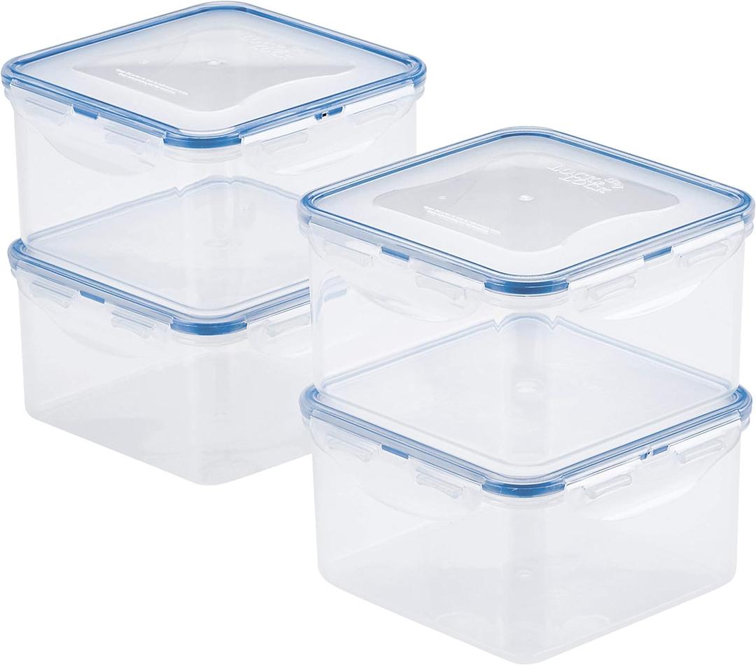 LOCK & LOCK Easy Essentials Storage Food Storage Container Set / Food Storage Bin Set - 1.2 L, 4 Pieces, Clear