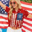 250 Anniversary USA Shirt Women 4th of July Patriotic Shirt Independence Day Short Sleeve Button Down Outfits