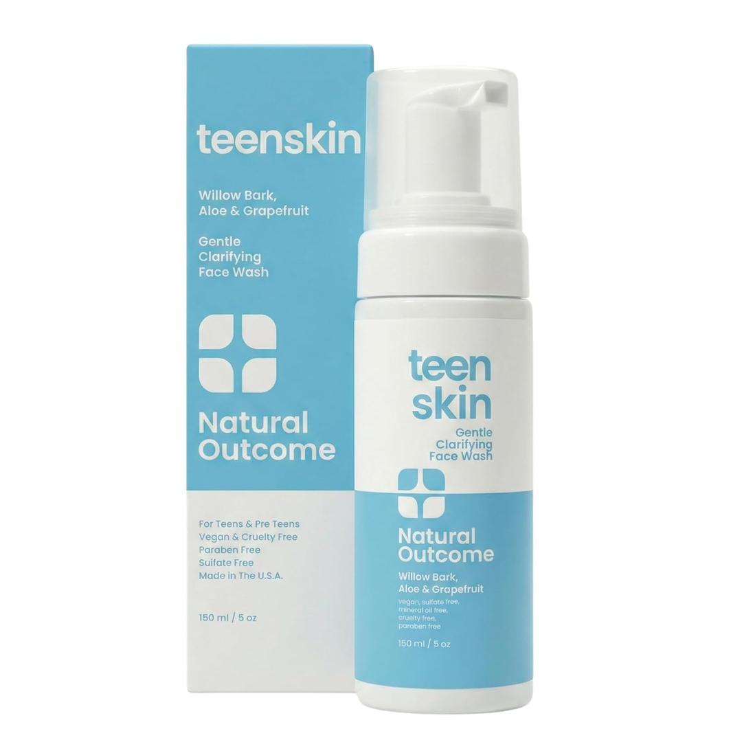 natural outcome Teen Skin Face Wash | Gentle Foaming Daily Boys & Girls Facial Cleanser Lotion | Natural Non-toxic Ingredients | For Teens, Preteens & Kids Looking to Prevent Acne | 5 oz