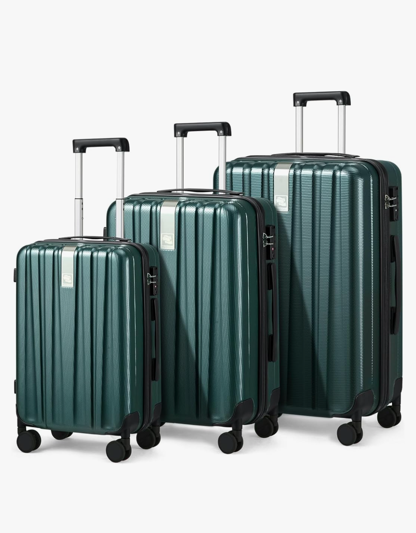 Hanke Luggage Sets 3 piece Carry On Luggage with Wheels PC Hard Shell Suitcases Lightweight Checked Travel Luggage Large Travel Suitcase Woman Men 20/24/29 Inch(Blackish Green)