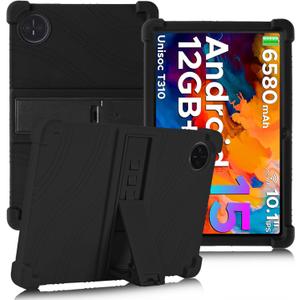 ATOOZ for DOOGEE Tab A9 Case 10.1 Inch 2025,Soft Silicone Kids Case for DOOGEE Tab A9 Pro 10.1 Tablet with PC Stand (Black)