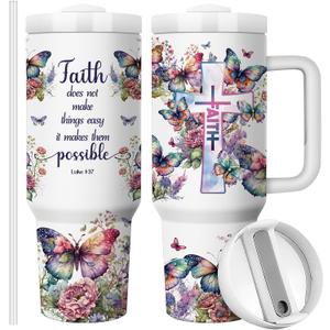 Christian Gifts for Women,40oz Tumbler with Lid and Straw Travel Coffee Mug Christian Affirmations Stainless Steel Double Wall Vacuun Insulated Cup (Pack of 1)