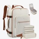 LOVEVOOK Carry on Travel Backpack, 40L Waterproof Large 17inch Laptop Luggage Daypack as Personal Item Flight Approved, Business Weekender Overnight with 3 Packing Cubes, Beige-Brown