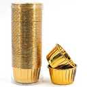 Party Hippo Gold Cupcake Baking Cups, 3.5 Oz 50 pcs Disposable Foil Muffin Liners, Aluminum Ramekin Holders