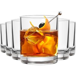Whiskey Glasses Set of 6, 10 Oz Old Fashioned Glass Cocktail Glasses, Lowball Glasses Tumbler, Clear Glass Cups for Bourbon Whiskey Scotch Rum Juice, Whiskey Gifts for Men