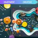 Solar System Model Kit for Crafts, Solar System Project Kit Include Foam Balls, Mixing Tray, Brushes, Sticks, Flags, Stickers (58 Pack Set)
