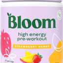 Bloom Nutrition High Energy Pre Workout with Beta Alanine, Ginseng and L Tyrosine for Amino Energy, Natural Caffeine Powder from Green Tea Extract, Keto, Sugar Free Drink Mix, Strawberry Mango (30 Servings (Pack of 1)) Best By 07/2026