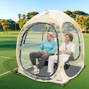 Sports Tent Pop Up Shelter - Instant Pod for All Weather, 2/4/6 Person Bubble Tent with Top Cover, Waterproof Clear Tent for Sports Events, Camping, Fishing, Cheering and Other Outdoor Activities (55'' x 55'' x 63''(2 Person), Beige)