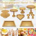 Set of 9 Cake Stands Metal Cupcake Stand Set Multiple Styles Candy Fruit Display Tower Dessert Plate Cake Serving Tray for Birthday Party Wedding Anniversary Baby Shower Engagement (Gold)