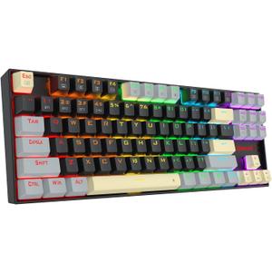 Redragon Wireless Gaming Keyboard, BT/2.4Ghz Tri-Mode Mechanical Keyboard with Aluminum Pannel, Hot-Swap Red Switch, Programmable 87 Keys TKL, LED Rainbow Backlit - K552LGY-KRS (Eclipse Gilded)