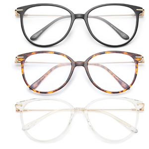 Gaoye Blue Light Blocking Glasses - Trending Round TR90 Frames, Metal Arms, UV400 Protection - Matching Soft Case