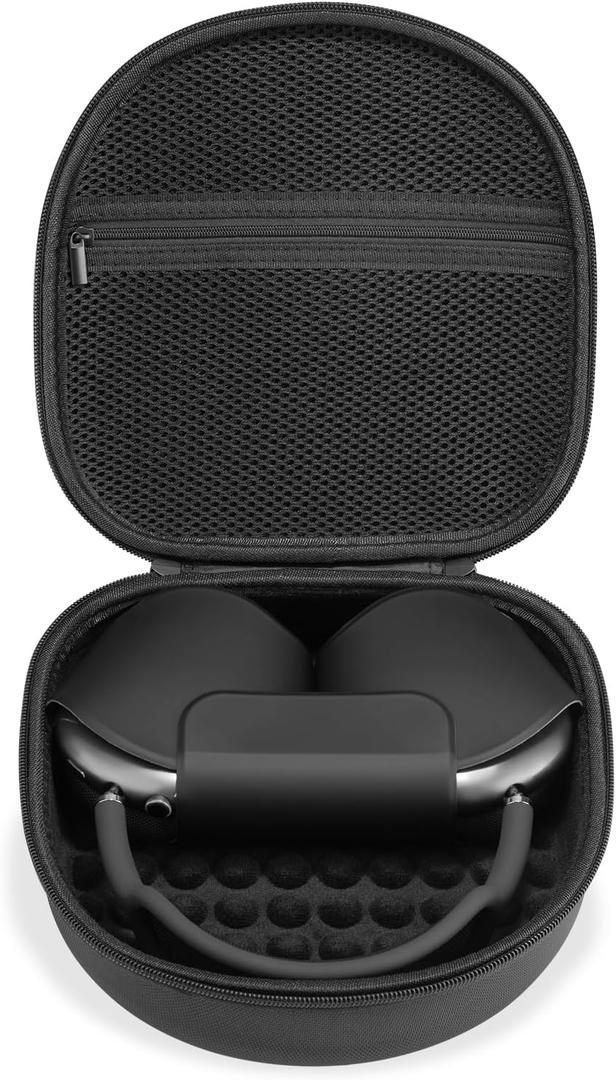 Case for Apple Airpods Max Headphones, Travel Portable Headphone Hard Case Cover Bag, Mesh Pouch with Zipper for Charger and Accessories (Black)