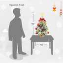 24 Inch Flocked Tabletop Christmas Tree with LED Lights & Ornaments, Artificial Mini Desktop Xmas Tree with Sturdy Fabric Base for DIY Holiday & Party Decor (White)