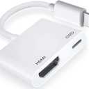 [Apple MFi Certified] Lightning to HDMI Adapter, No Power Needed 1080P Video & Audio Sync Screen Converter with Lightning Charging Port, iPhone to HDMI Adapter Compatible with iOS (White)