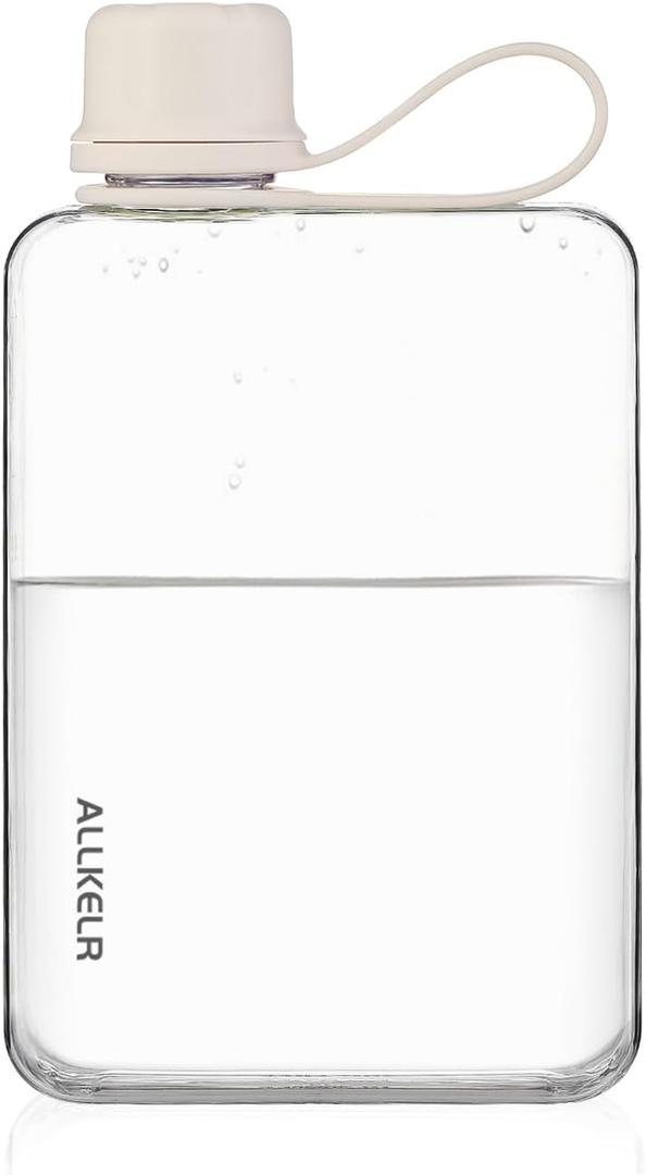 Portable Flat Water Bottle,BPA Free Reusable Tritan Plastic Travel Water Bottle Cup,Lightweight Leakproof Slim Water Bottle Fits Purse,Backpacking, Hiking (White, 17 oz) Portable Flat Water Bottle,BPA Free Reusable Tritan Plastic Travel Water Bottle Cup,Lightweight Leakproof Slim Water Bottle Fits Purse,Backpacking, Hiking (White, 17 oz)