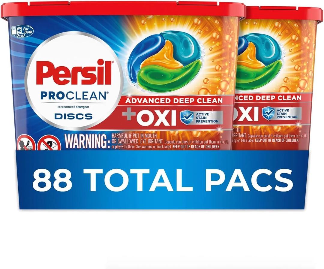 Persil Discs Laundry Detergent Pacs, Oxi, 44 Count, Pack of 2, 88 Total Loads