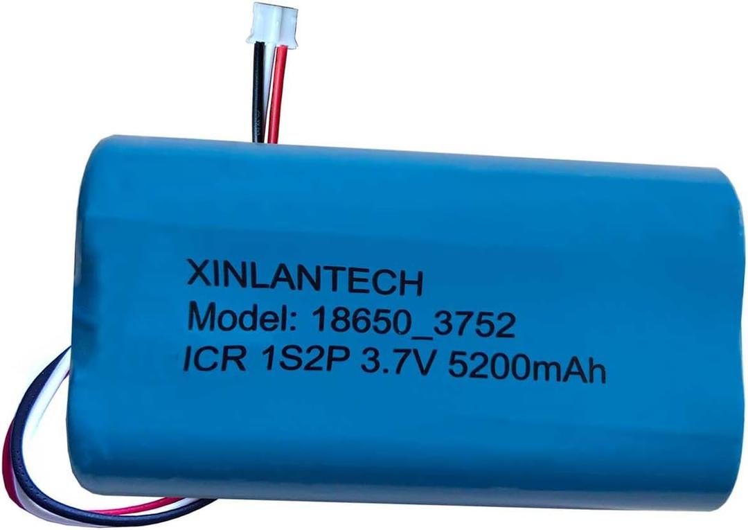 AOLIKES 3.7v 5200mAh 18650 1s2p Rechargeable Lithium-ion Battery with Jst PH2.0/3P Connector Plug Wires / 5C Cells, Support Fast Charging