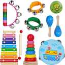 Kids Musical Instruments for Toddlers,Baby Musical Toys for Toddlers,Christmas Kids Gifts,First Birthday Gifts for Boys Girls, Kids Xylophone, Maracas for Baby, Wooden Instruments Toddler Toys with Bag