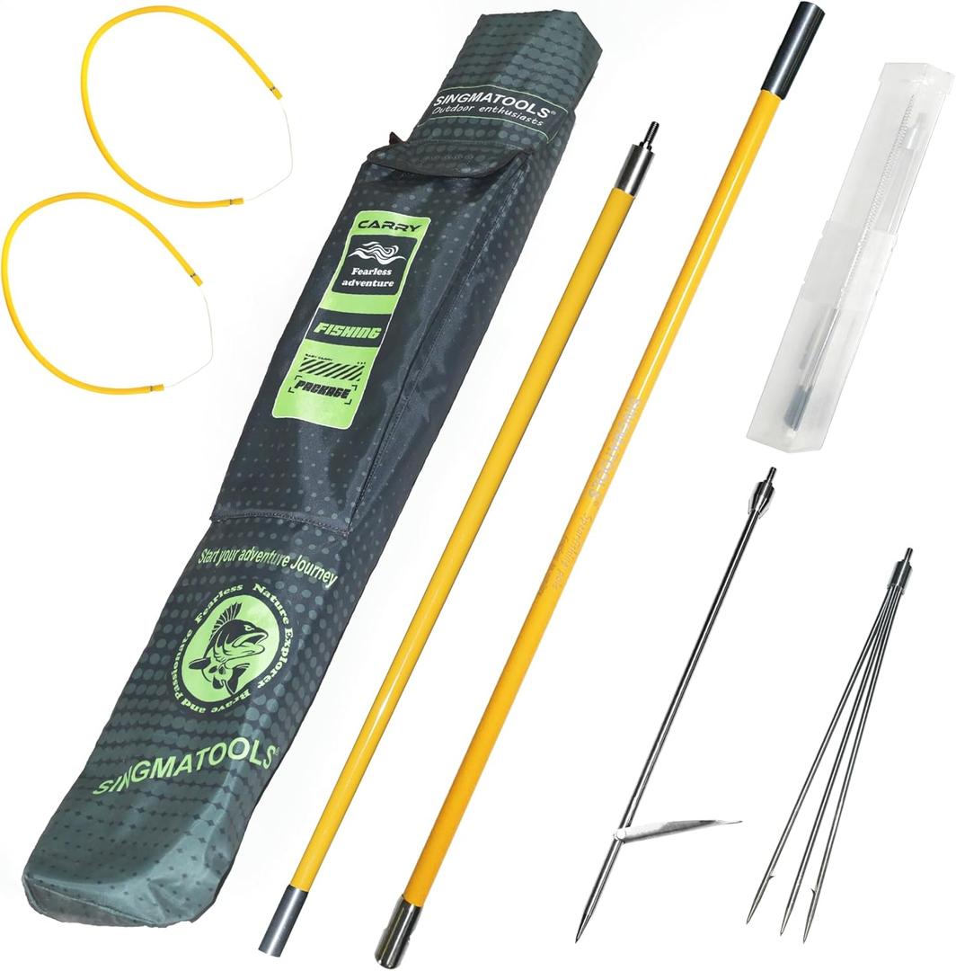 Hawaiian Sling Fishing Spear 7ft Fiberglass Travel Pole Spear 3 Prong Sling Spear Fishing Equipment Snorkeling Scuba Diving Gear Polespears Harpoon for Fishing Kayak, Spearfishing, Freediving