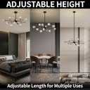 KUSSCO Modern Sputnik Chandeliers 12-Light Crystal Chandelier Adjustable Height Black and Gold Pendant Light Sputnik Ceiling Light Fixture for Kitchen Island Dining Room Living Room Bedroom G9 Base