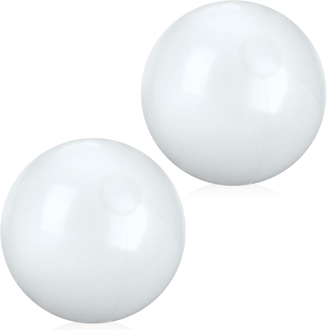 2 Pcs 12 Inch Solid Beach Balls Inflatable Beach Balls Bulk Large Blow up Pool Game Toys for for Summer Beach (white)