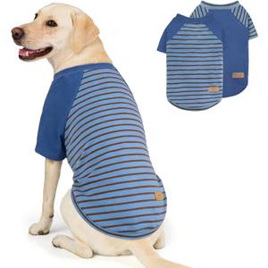 KYEESE 2Pack Dog Sweater, Soft Pet Sweatshirt Stretchy Pullover Dog Sweater for Large Dogs Boy, Lightweight Fleece Pet Shirt Clothes with Sleeves, 3XL (3XL (60-80lbs), 02# Blue+Stripe)