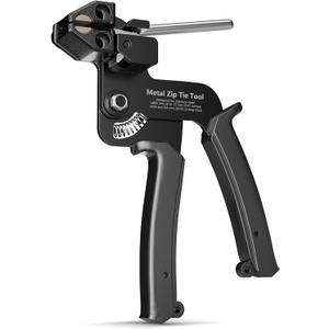 Metal Cable Tie Gun for Stainless Steel Zip Tie, Heavy Duty Metal Zip Tie Tool, for Outdoor Chain Link Fence, Chicken Coop, Exhaust Repair, Black