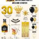 112pcs 30th Birthday Decorations for Him, 30th Birthday Decorations with Number 30 Foil Balloon Fringe Curtains White Black and Gold Balloons for Happy Birthday Party Decoration