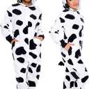 Funziez! Slim Fit Adult Onesie - Animal Costume - Plush Unisex Christmas One Piece Cosplay Suit for Women and Men (Medium, Cow)