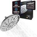 SparkPod 7 Spray Settings Shower Head - Adjustable High Flow Shower Head with Mist Setting - Showerhead Replacement Head for the Bathroom (8 Inch, Chrome) (1. Luxury Polished Chrome)