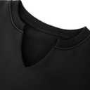 LovelyWholesale Women Sweatsuits 2 Piece Set V Neck Cropped Sweatshirt and Jogger Set Black X-Large