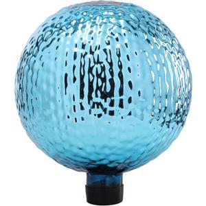 VCUTEKA Gazing Ball, Glass Mirror Polished Hollow Ball Reflective Garden Sphere, Gazing Globe for Home Garden Lawn Outdoor Ornament Yard Decorative 10-Inch, Lake Blue