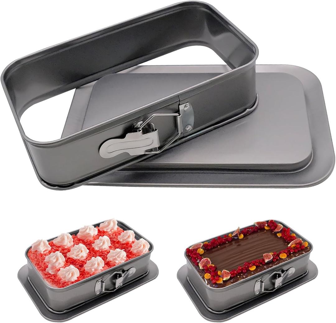 JJYHEHOT Rectangular Springform Pan, Rectangle Cake Pan with Removable Bottom, 11 * 7in Rectangular Cake Baking Trays Cheesecake Tin for Tortes Cheesecake Mousse