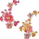 2Pcs Peony Flower Embroidered Patch Sew on Patch Applique Big Repair Patch for Clothes Dresses Bag Pants Hats DIY Craft Decorative 23.613.39''