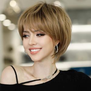 Pixie Cut Short Real Hair Wigs Layered Wigs Human Hair Lightweight Breathable Capless Glueless Natural Look for Everyday Wear Golden Brown Color (10inch,Golden Brown)