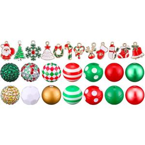 Christmas Beadable Kit Silicone Plastic Candy Beads Pen Snowmen Santa Bead for Students Kids Teacher School Making DIY(Plastic)