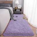 FVVRAX 2x6 ft Ultra Soft Shag Area Runner - Plush Fluffy Non-Shedding Rug for Bedroom & Living Room, Modern Home Decor Bedside Carpet for Kids Nursery Dorms, Easy Clean, Light Purple/Lavender