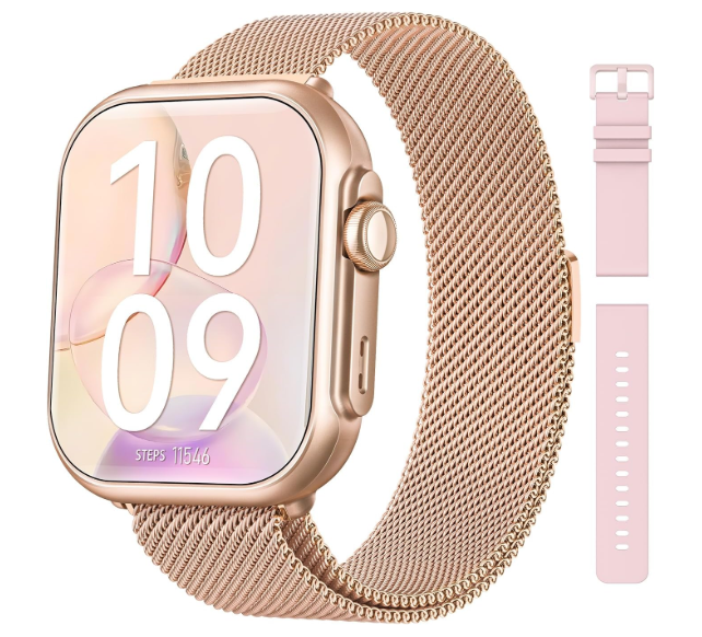 Smart Watch for Women Men Fitness: Smart Watch for iPhone&Android Bluetooth Call with SpO2 Sleep Heart Rate Monitor,IP68,Fitness Tracker with 120+Sport,Reloj Inteligente 30 Day+Battery Life, 2 Bands