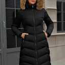 PAPILLON D'OR WEAR YOUR WINGS Women's Long Puffer Coat with Detachable Faux Fur Collar Hood Pockets Winter Jacket, XL
