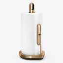 simplehuman Tension Arm Standing Paper Towel Holder, Heavy-Duty, Easy One-Handed Tear, Kitchen Countertop, Brass Stainless Steel