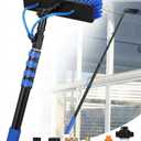 Water Fed Pole Kit, 30FT Solar Panel Cleaning Pole with Extendable Handle, 180° Rotatable Brush Head & 65.6FT Hose, Household & Outdoor Window Cleaner Tool for Caravan Solar Panel Deck